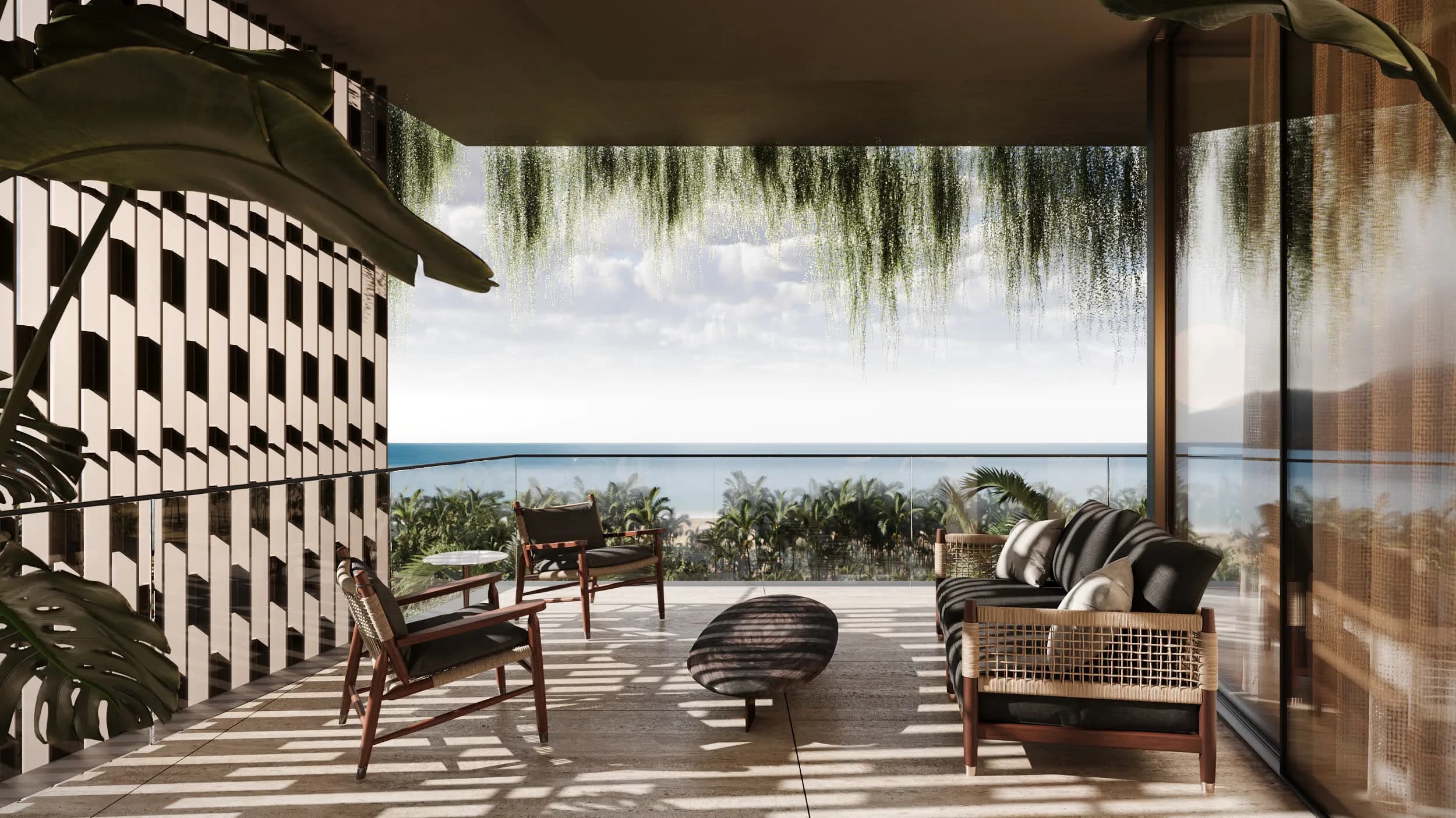 ADDRESSBALI in Pererenan, terras met uitzicht over de oceaan